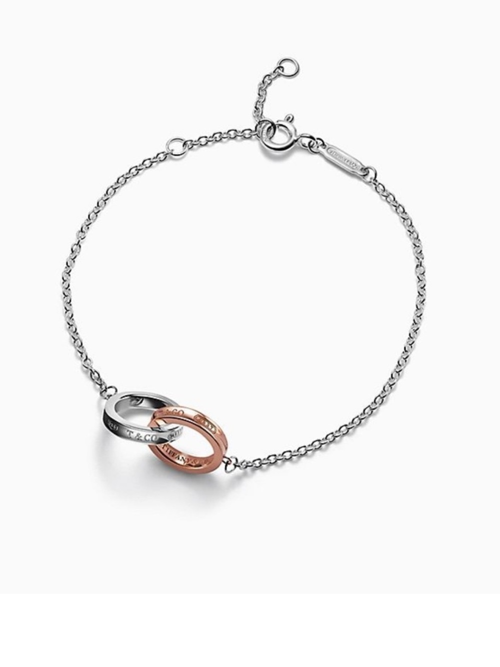 Tiffany 1837®Interlocking Circles Bracelet 18k Rose Gold and Sterling Silver.